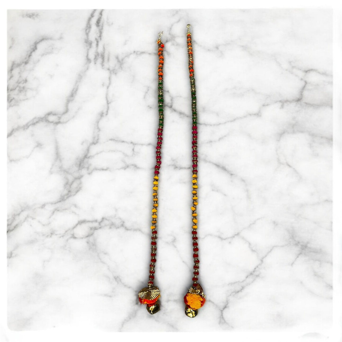 Handmade colourful Hanging Decoration for Weddings and Festive Occasions. Set of 2