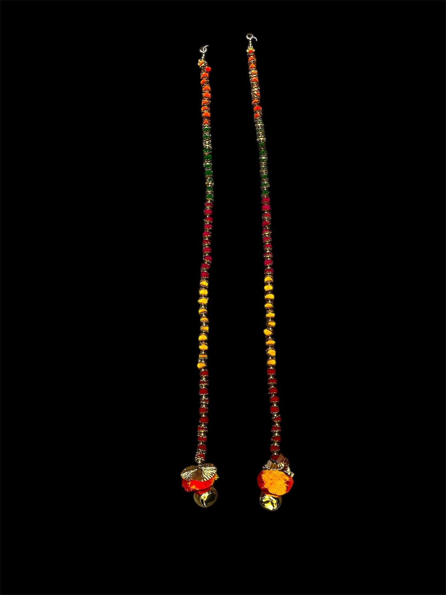 Handmade colourful Hanging Decoration for Weddings and Festive Occasions. Set of 2