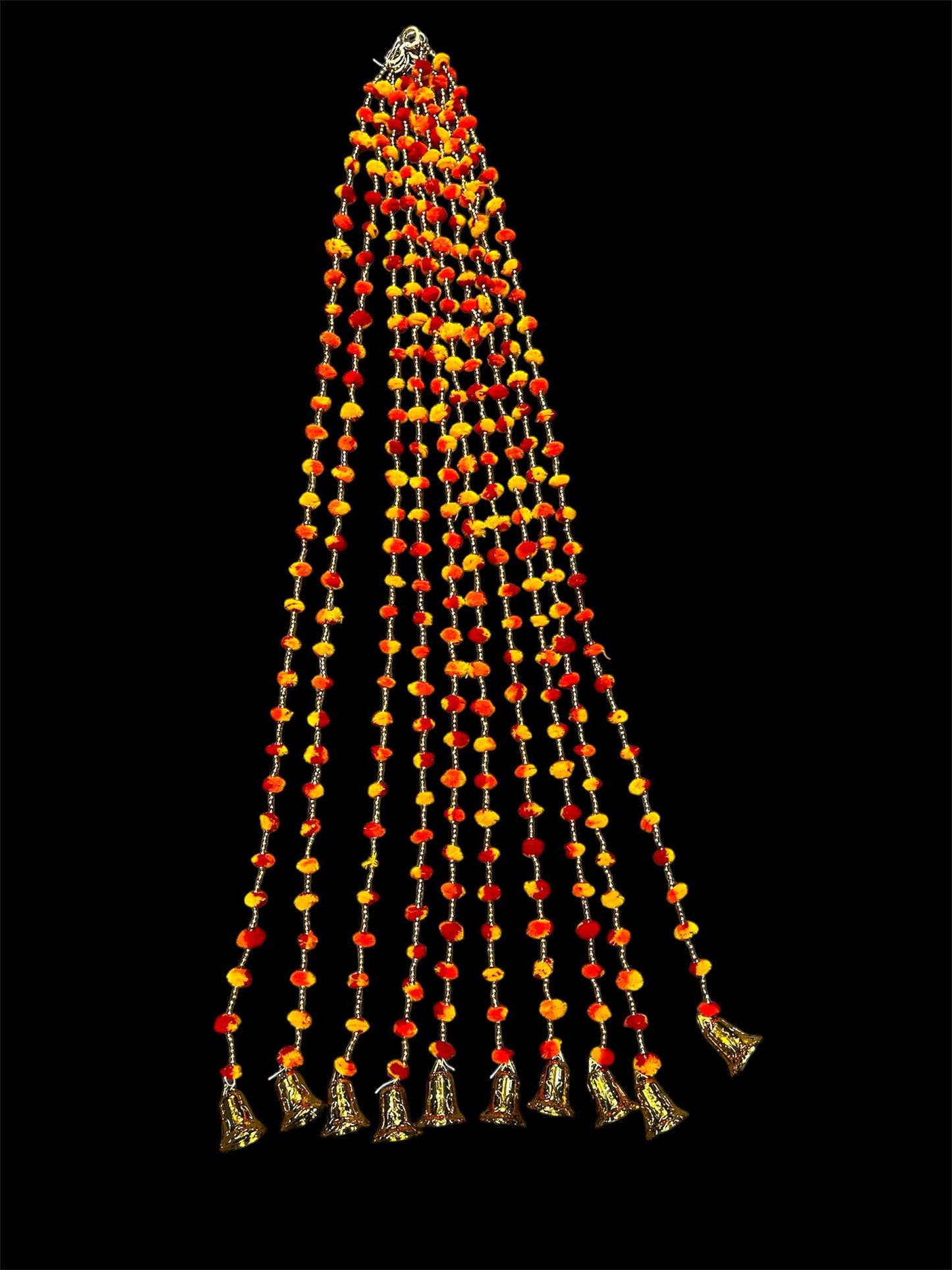 Handmade colourful Hanging Decoration for Weddings and Festive Occasions. Set of 10