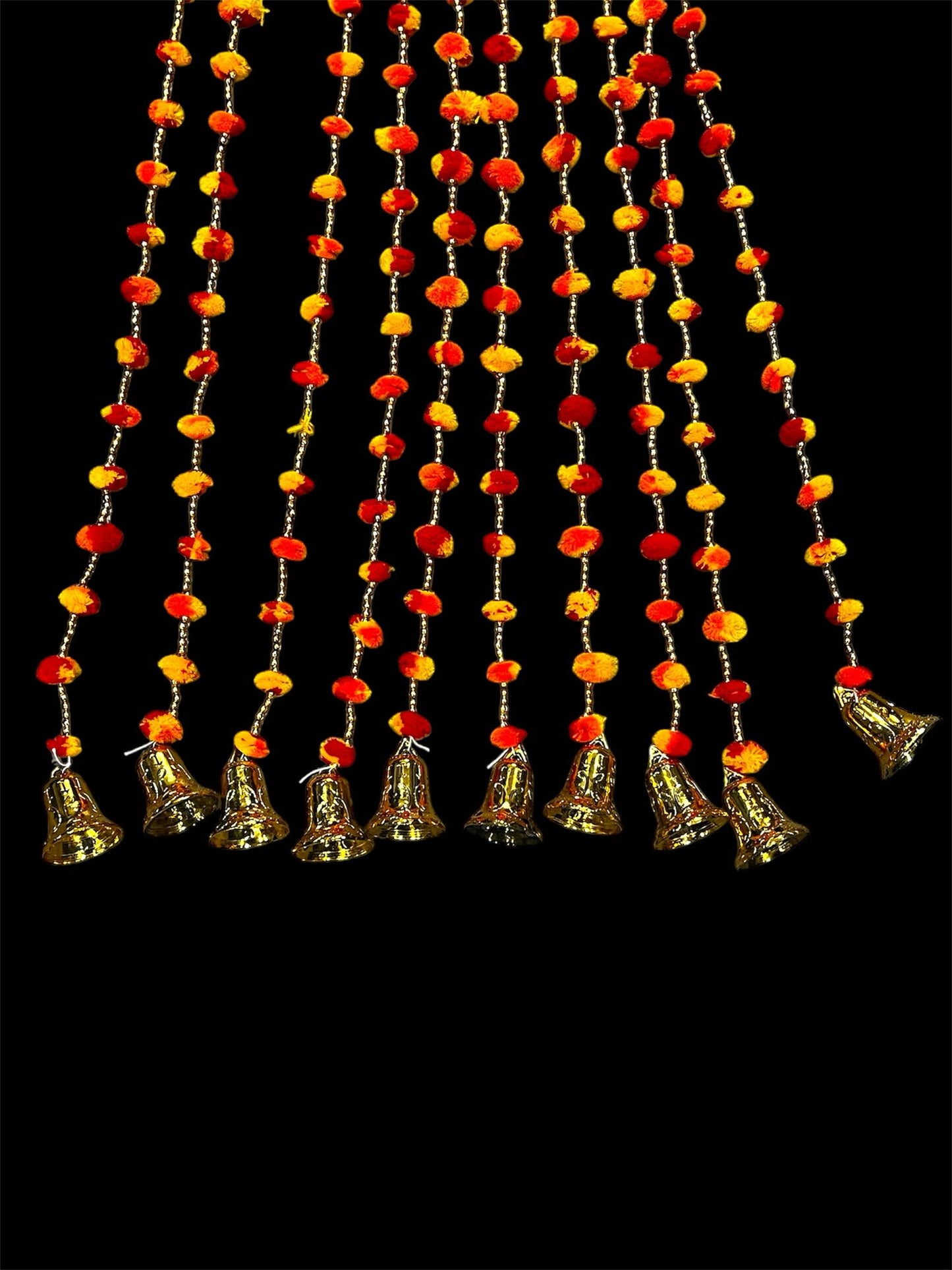 Handmade colourful Hanging Decoration for Weddings and Festive Occasions. Set of 10
