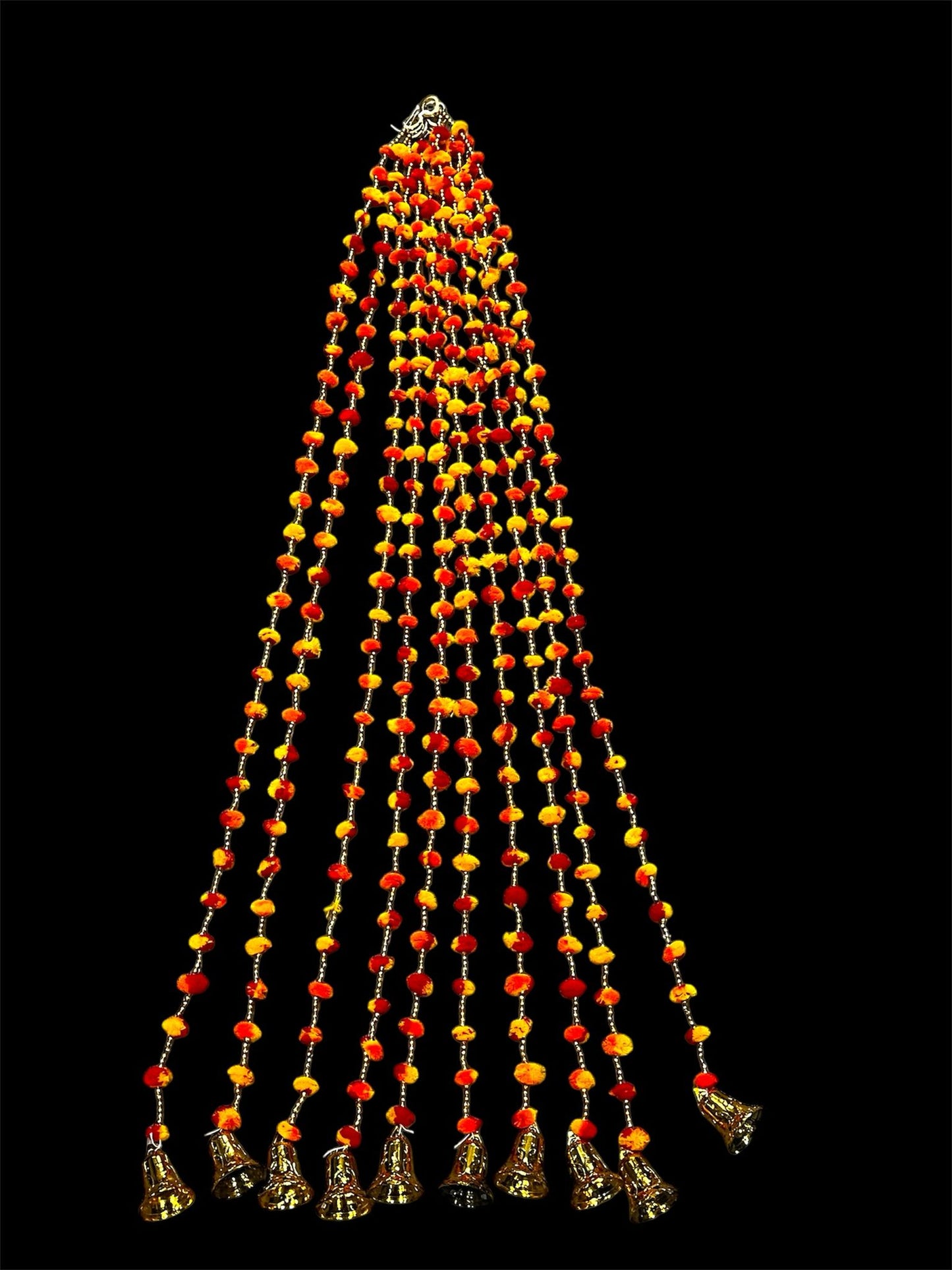 Handmade colourful Hanging Decoration for Weddings and Festive Occasions. Set of 10
