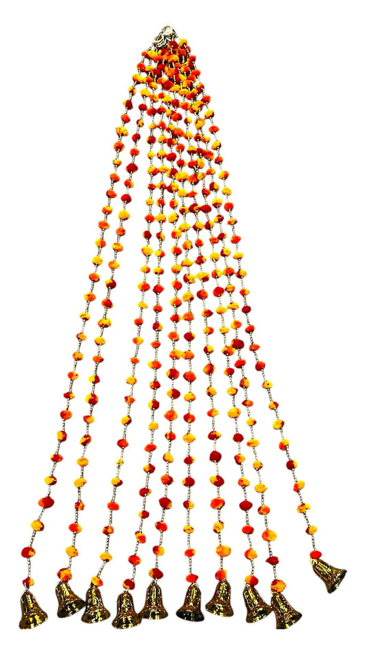Handmade colourful Hanging Decoration for Weddings and Festive Occasions. Set of 10