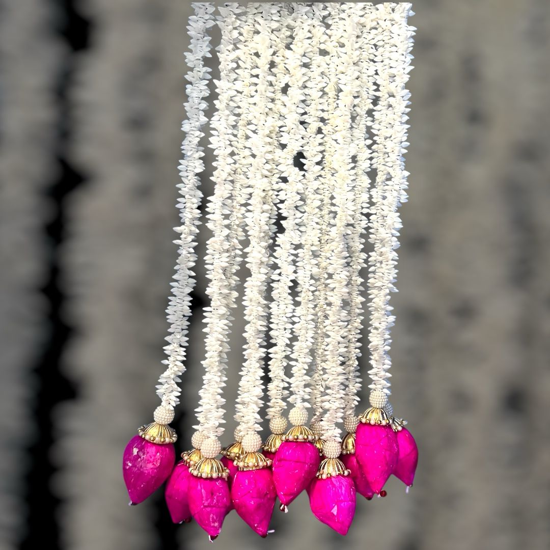 Handmade Jasmine Lotus floral Hanging Decoration for Weddings and Festive Occasions.