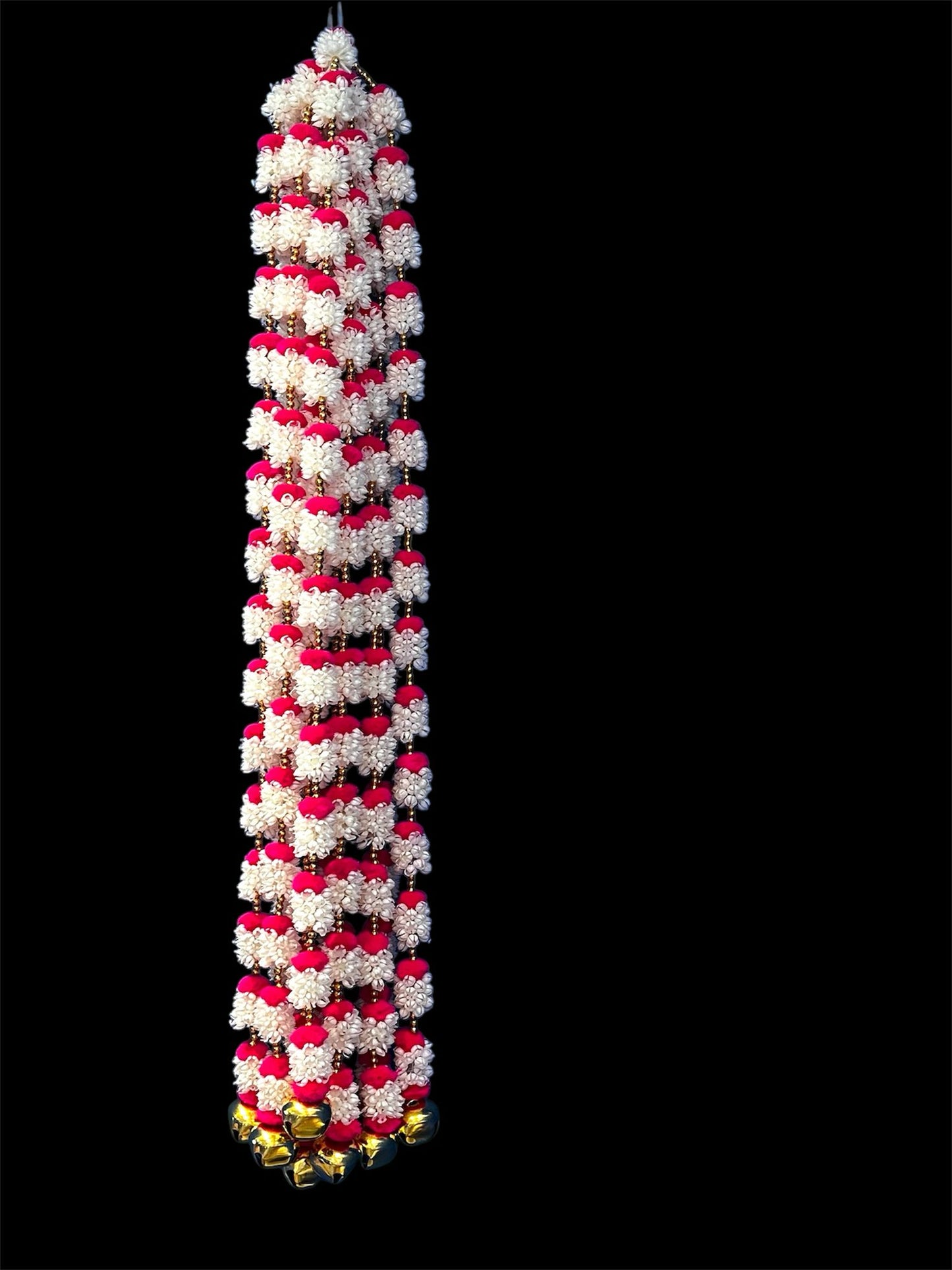Handmade Red and white floral Hanging Decoration for Weddings and Festive Occasions.
