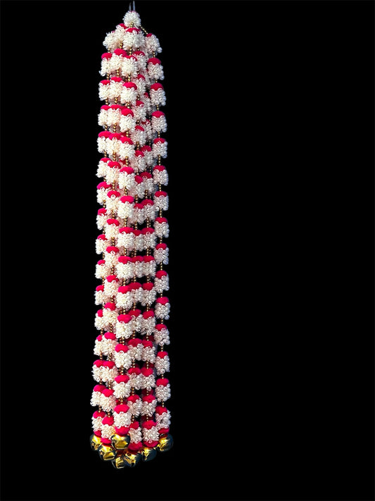 Handmade Red and white floral Hanging Decoration for Weddings and Festive Occasions.