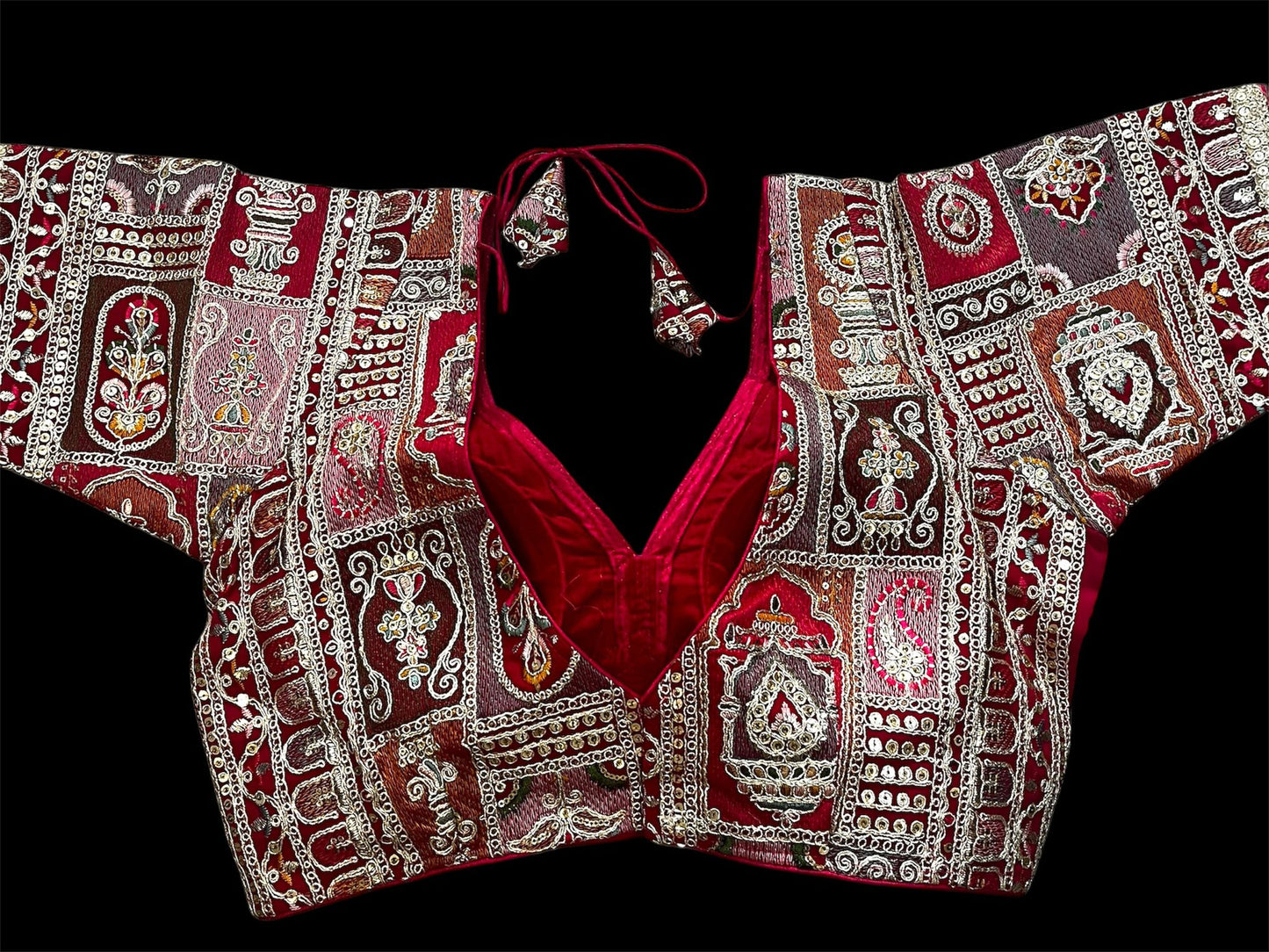 Indian Designer white beads Saree Lehenga Blouse Sleeveless sabyasachi style.
