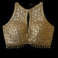 Indian Designer Beige beads Saree Lehenga Blouse Sleeveless sabyasachi style.