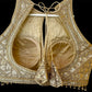 Indian Designer Beige beads Saree Lehenga Blouse Sleeveless sabyasachi style.