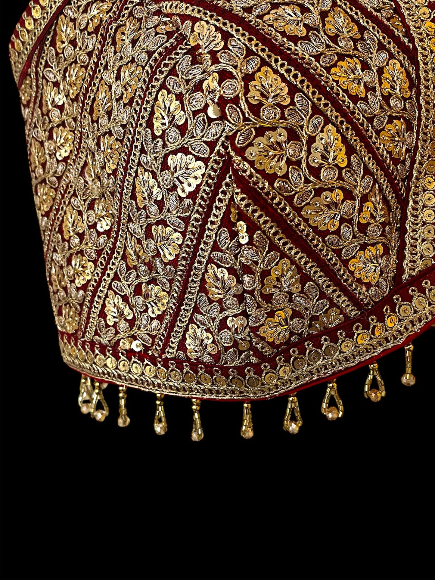 Indian Designer Red beads Saree Lehenga Blouse Sleeveless sabyasachi style.