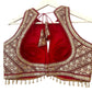 Indian Designer Red beads Saree Lehenga Blouse Sleeveless sabyasachi style.