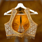 Indian Designer Blue beads Saree Lehenga Blouse Sleeveless sabyasachi style.