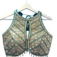Indian Designer Blue beads Saree Lehenga Blouse Sleeveless sabyasachi style.