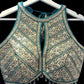 Indian Designer Blue beads Saree Lehenga Blouse Sleeveless sabyasachi style.