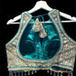 Indian Designer Blue beads Saree Lehenga Blouse Sleeveless sabyasachi style.