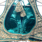 Indian Designer Blue beads Saree Lehenga Blouse Sleeveless sabyasachi style.