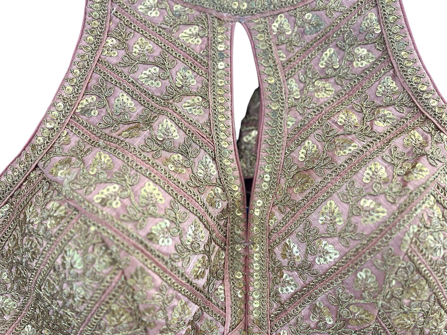 Indian Designer Pink beads Saree Lehenga Blouse Sleeveless sabyasachi style.