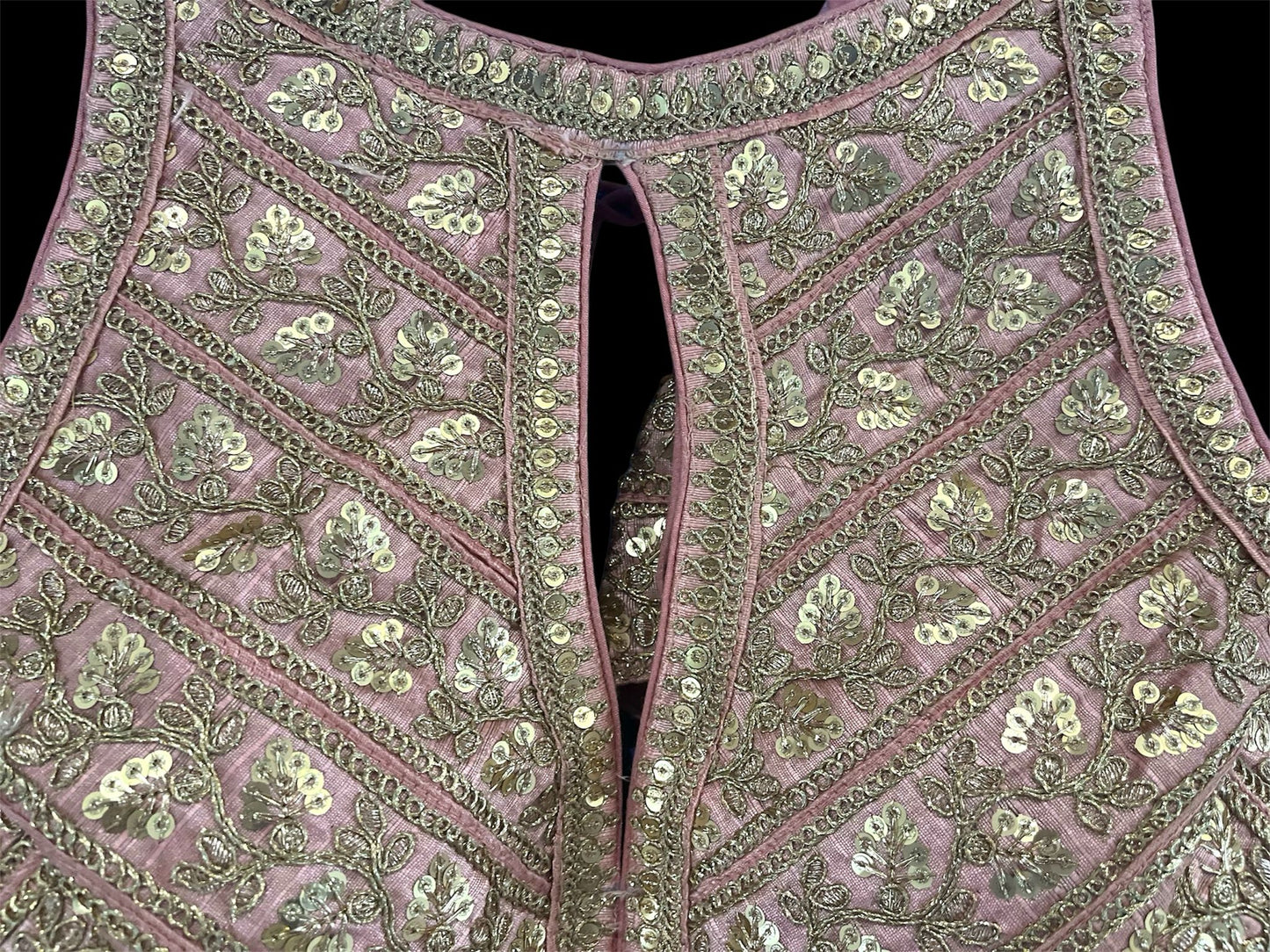 Indian Designer Pink beads Saree Lehenga Blouse Sleeveless sabyasachi style.