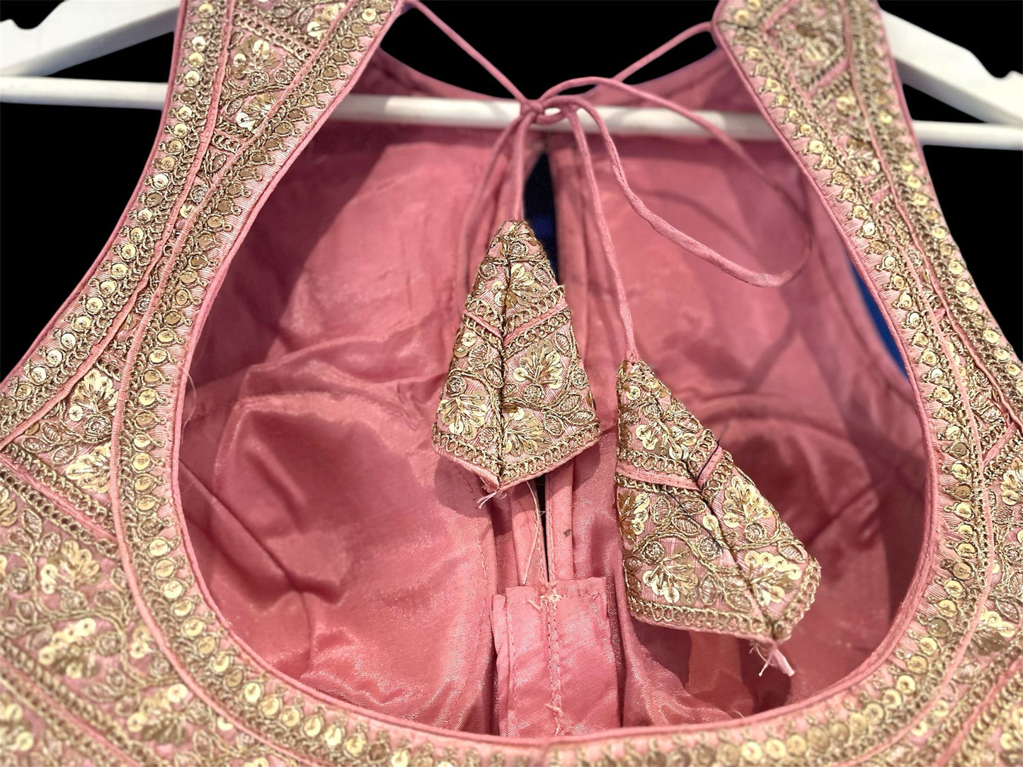 Indian Designer Pink beads Saree Lehenga Blouse Sleeveless sabyasachi style.