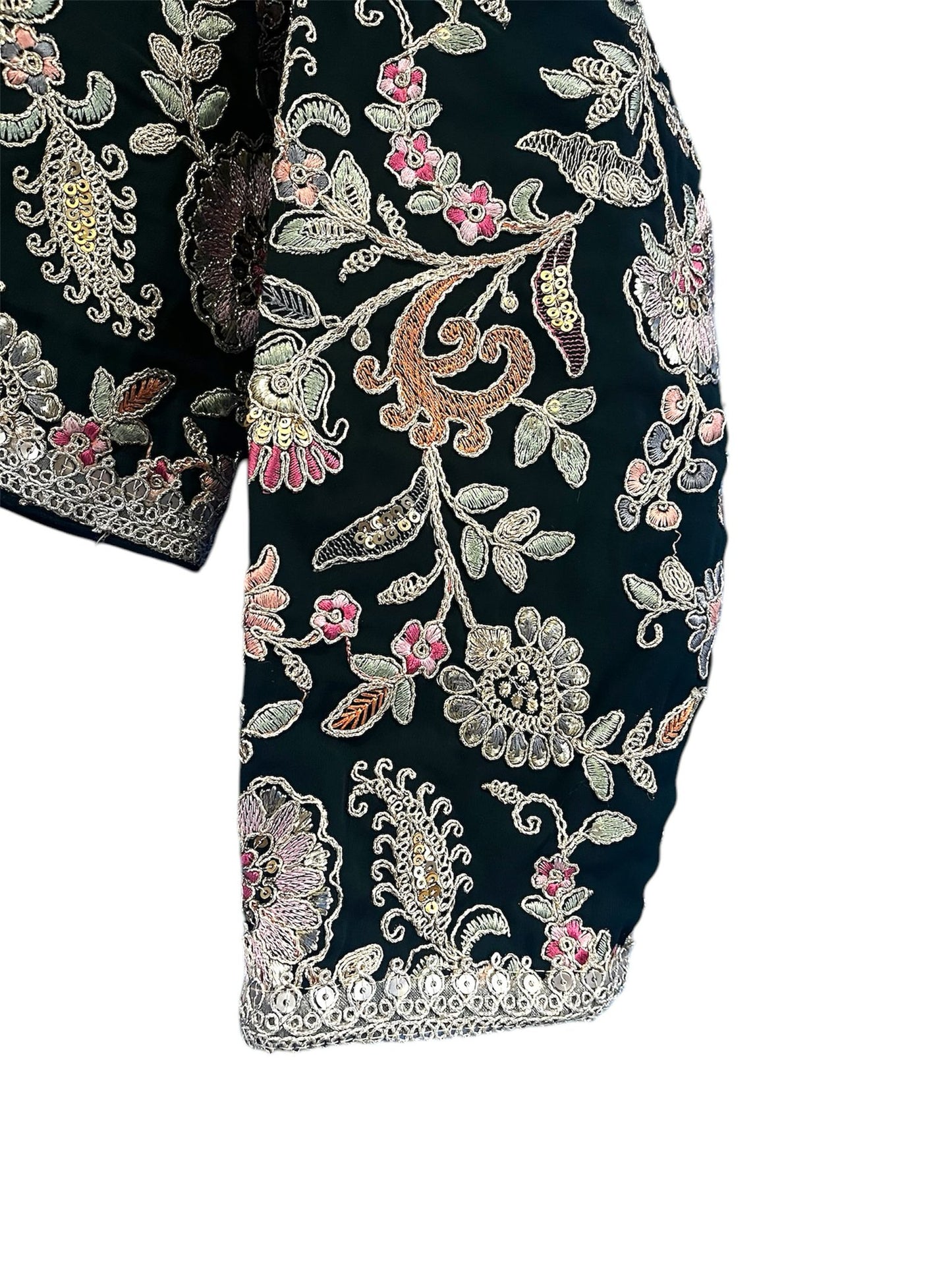 Indian Designer Black beads Saree Lehenga Blouse Sleeveless sabyasachi style.