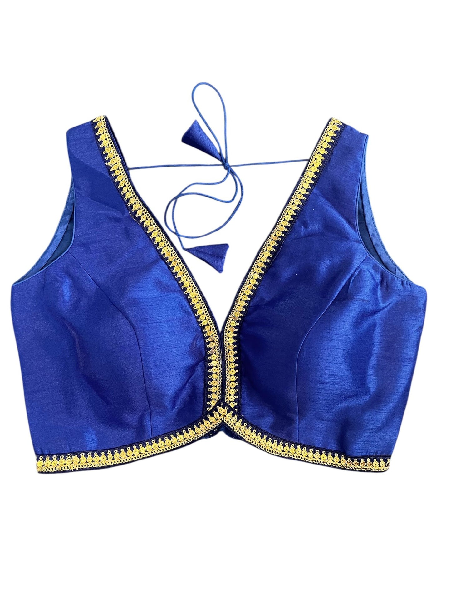 Indian Designer Blue beads Saree Lehenga Blouse Sleeveless sabyasachi style.