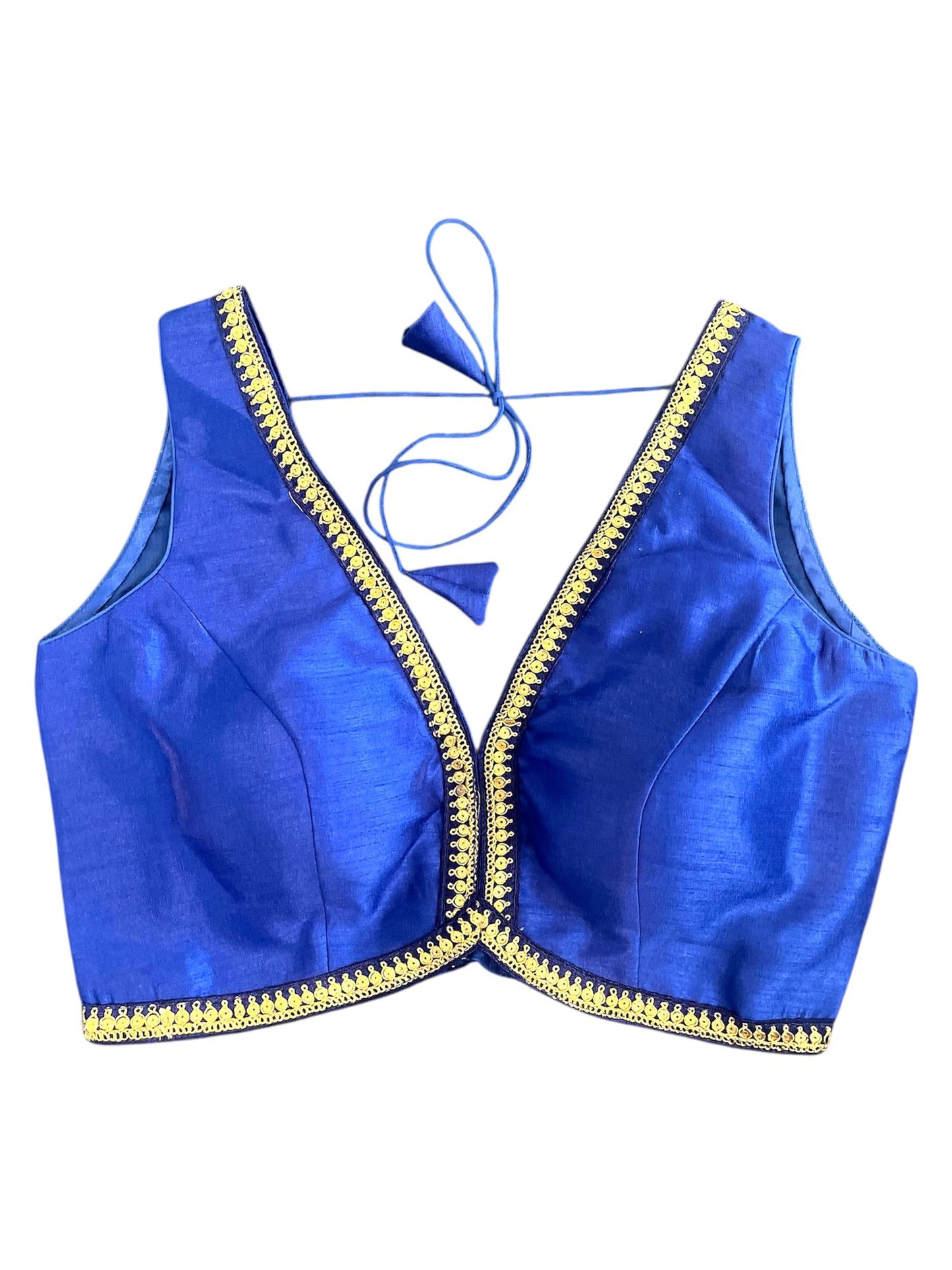 Indian Designer Blue beads Saree Lehenga Blouse Sleeveless sabyasachi style.