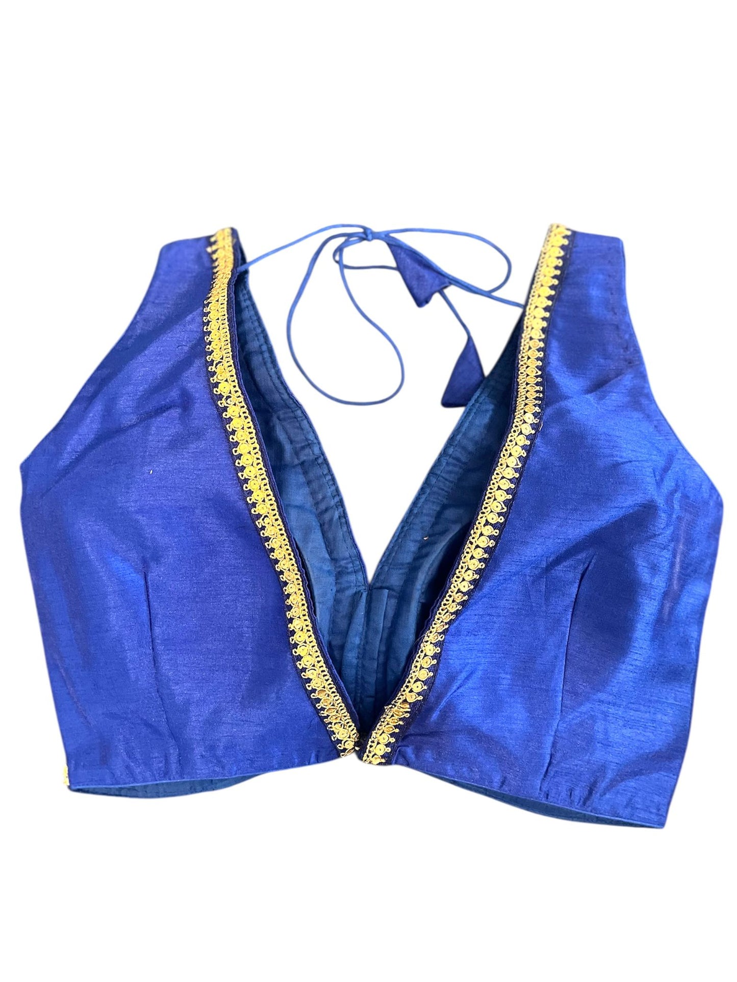 Indian Designer Blue beads Saree Lehenga Blouse Sleeveless sabyasachi style.