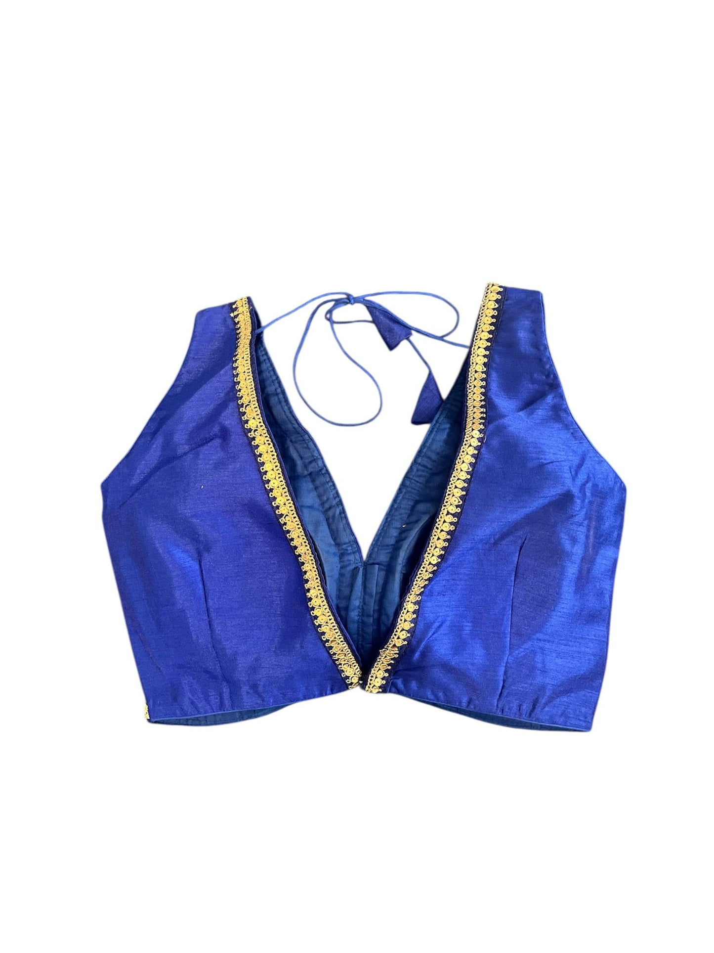 Indian Designer Blue beads Saree Lehenga Blouse Sleeveless sabyasachi style.