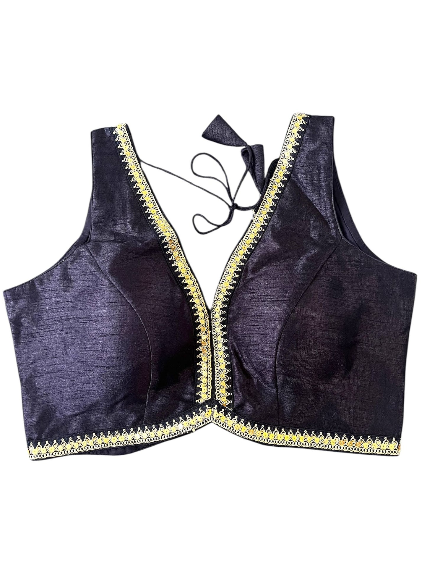 Indian Designer Navy Blue Saree Lehenga Blouse Sleeveless sabyasachi style.