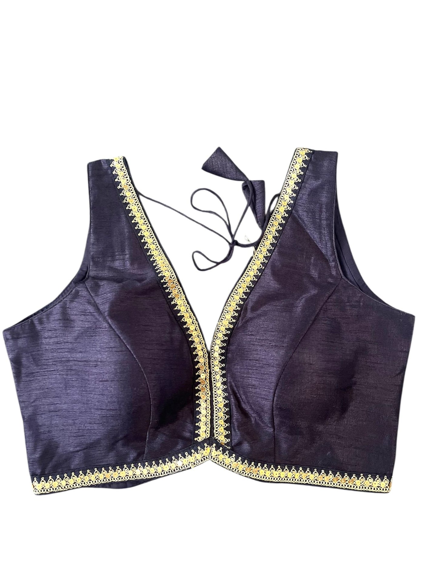 Indian Designer Navy Blue Saree Lehenga Blouse Sleeveless sabyasachi style.