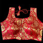 Indian Designer Red Saree Lehenga Blouse Sleeveless style.