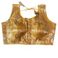 Indian Designer Yellow Saree Lehenga Blouse Sleeveless style.