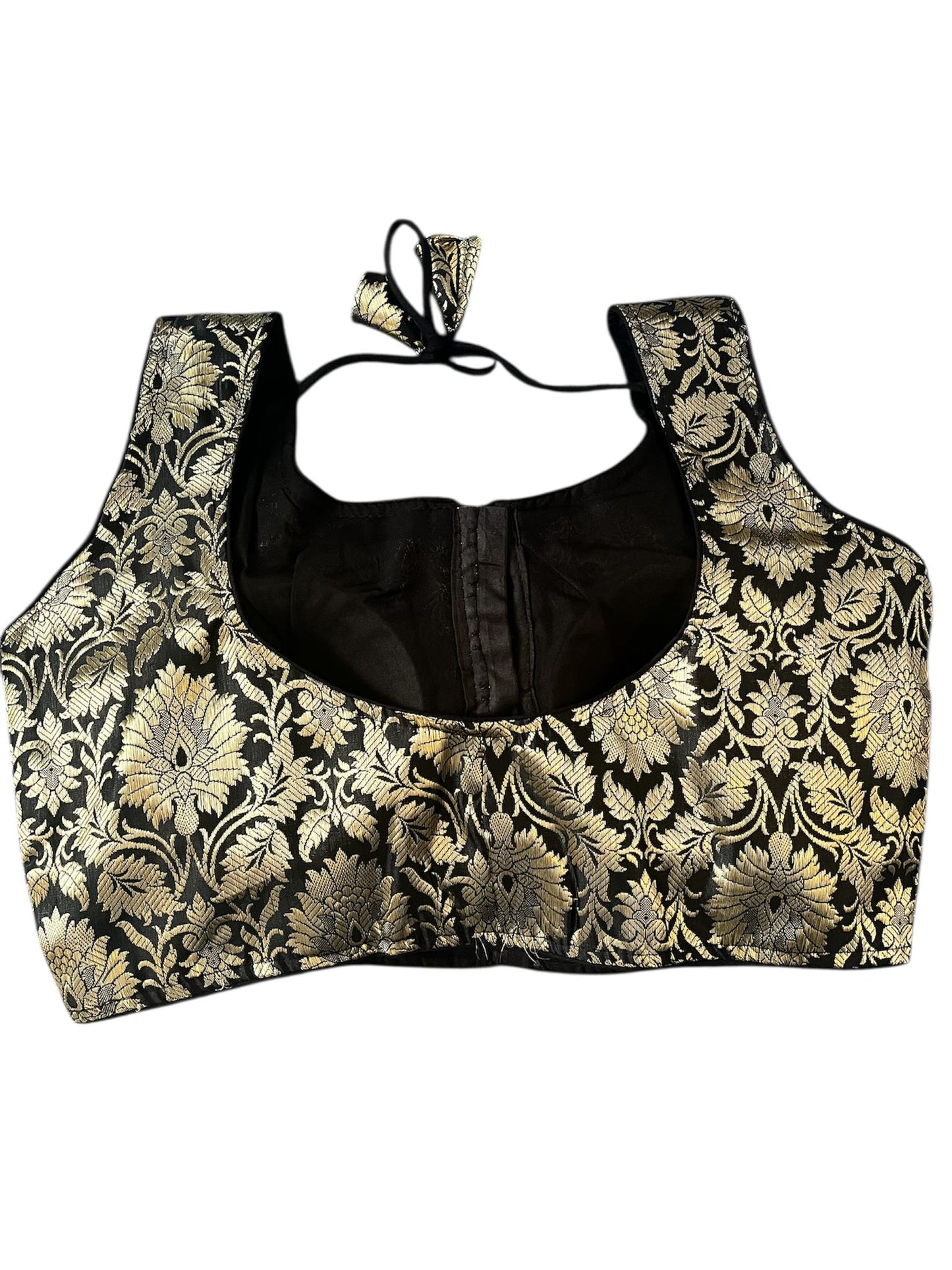 Indian Designer Black Saree Lehenga Blouse Sleeveless style.