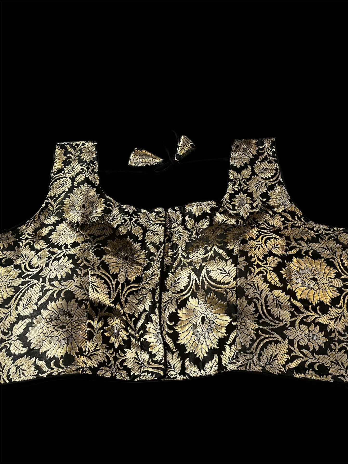 Indian Designer Black Saree Lehenga Blouse Sleeveless style.