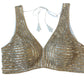 Indian Designer Silver Saree Lehenga  beaded blouse sleeveless style.