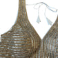 Indian Designer Silver Saree Lehenga  beaded blouse sleeveless style.