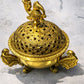 Handcrafted Brass Dhoop Dani – Traditional Incense Burner with Decorative Lid & Peacock Finial