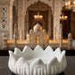 Handcrafted White Marble Lotus Urli – Luxury Decorative Bowl