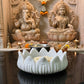 Handcrafted White Marble Lotus Urli – Luxury Decorative Bowl