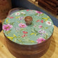 Handcrafted wooden Chapati box with printed lid. Condiment box/Roti box.