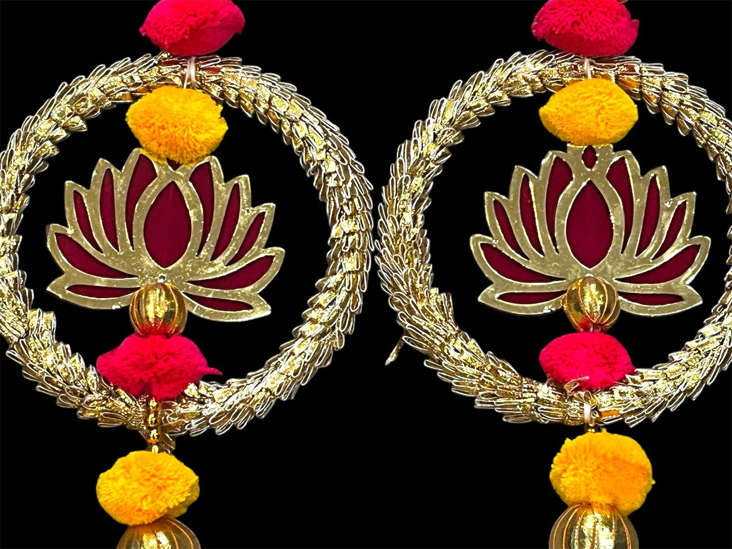 Lotus Floral Hanging Decoration for Weddings and Festive Occasions. Set of 2