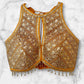 Indian Designer yellow beads Saree Lehenga Blouse Sleeveless sabyasachi style.