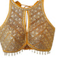 Indian Designer yellow beads Saree Lehenga Blouse Sleeveless sabyasachi style.