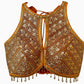 Indian Designer yellow beads Saree Lehenga Blouse Sleeveless sabyasachi style.