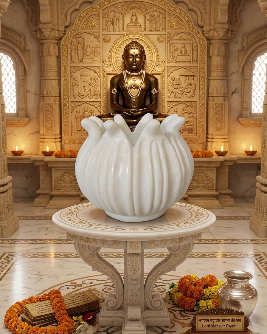 Handcrafted Marble Lotus Urli Candle Holder