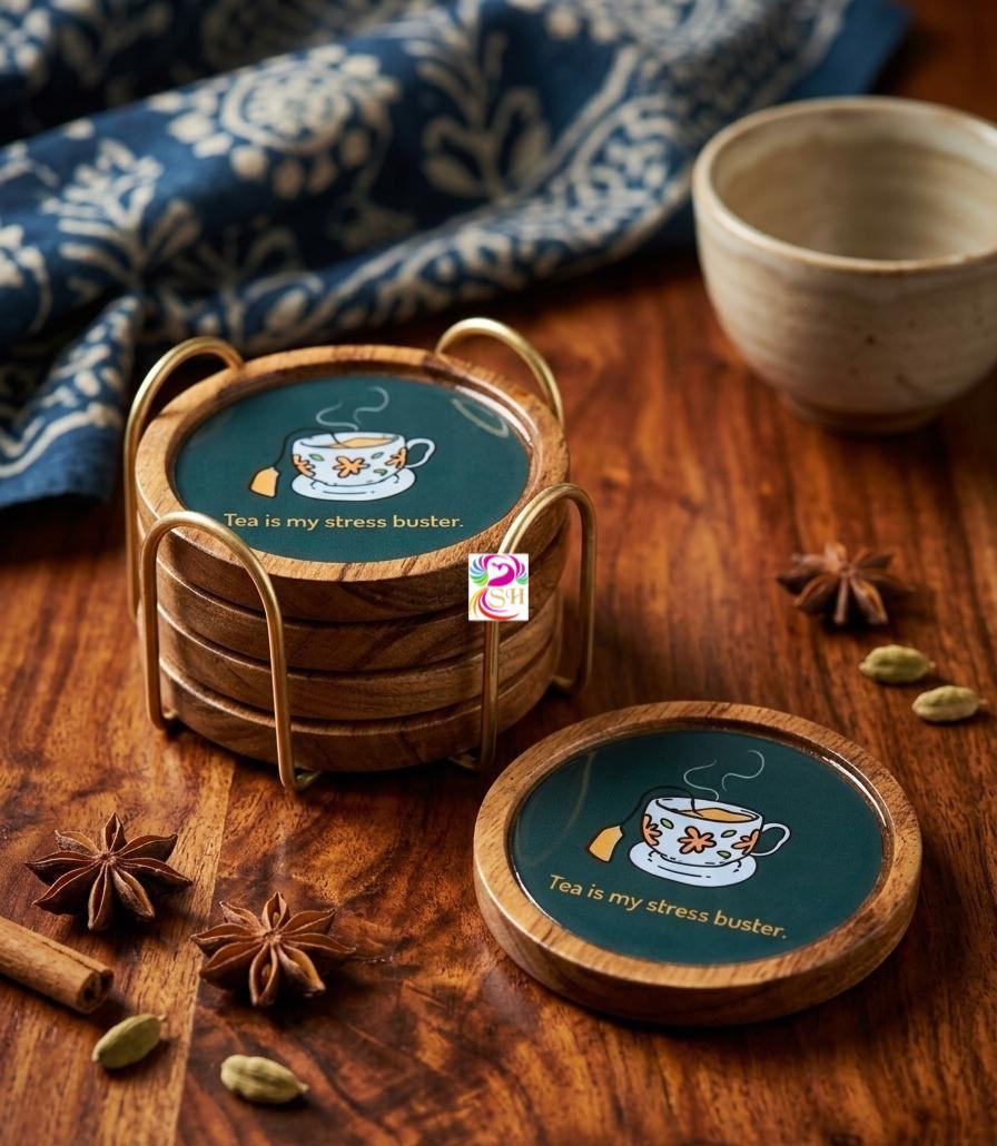 Beautiful wooden tea coaster. Coaster set,Wooden coaster. Set of 6