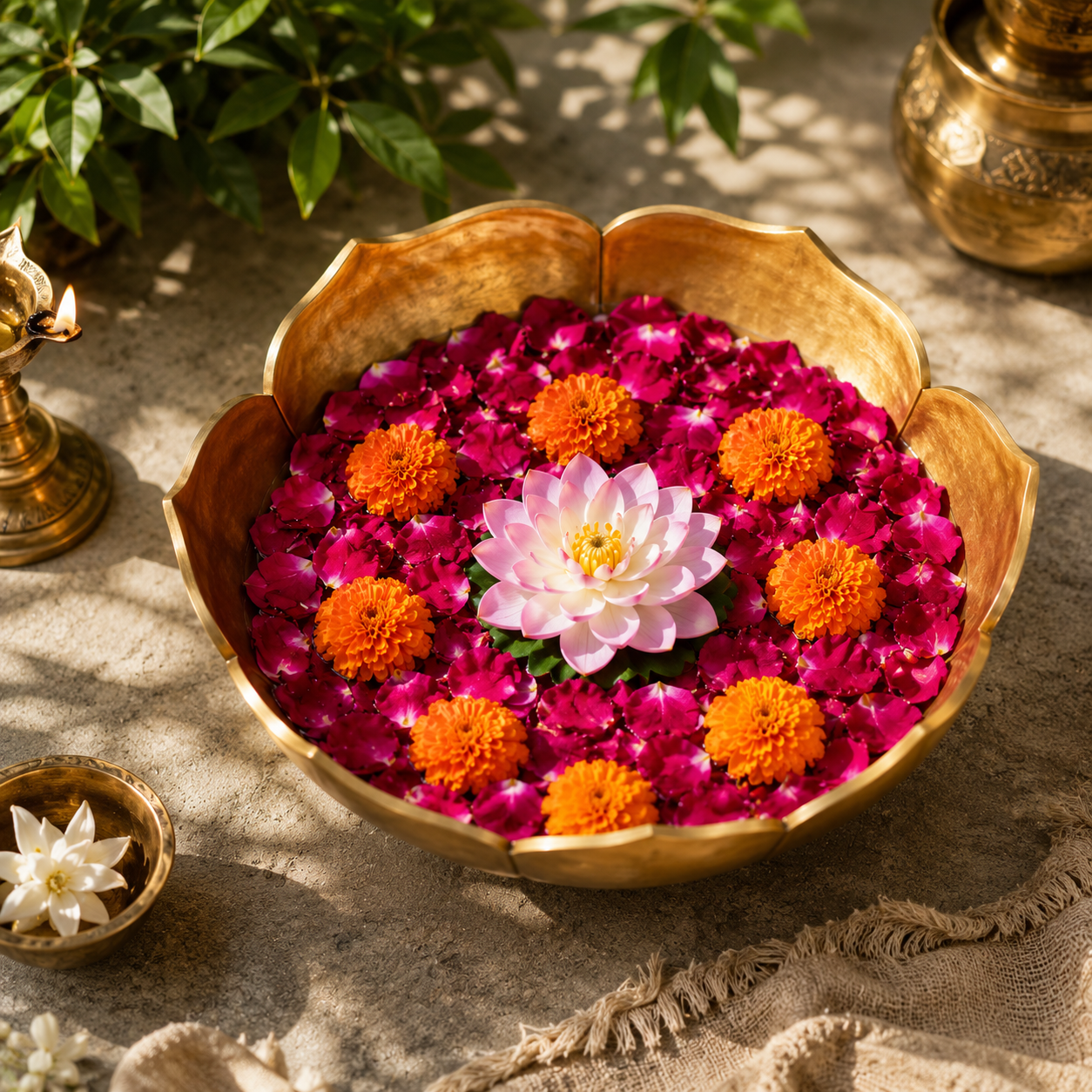 Handcrafted 10 Inch Lotus Urli Bowl