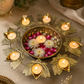 Golden Lotus Diya Urli Centerpiece with 8 Tealight Holders