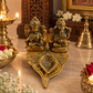 Divine Lakshmi Ganesha Diya – Antique Gold Prosperity Lamp