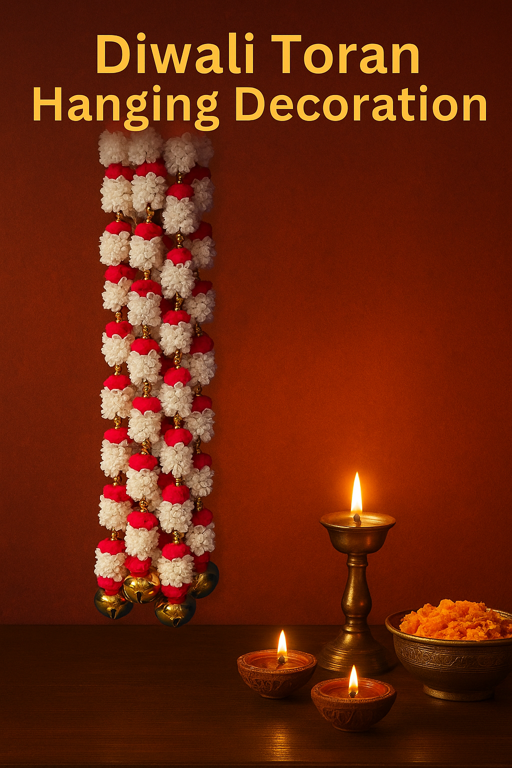 Handmade Red and white floral Hanging Decoration for Weddings and Festive Occasions.