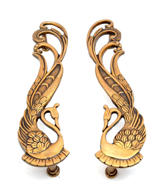 Brass Door Handle Pair (2 pcs) | Home Decor | Door Decor | Pair of Brass Door Handles | Pair of Brass Door Pulls (Peacock)